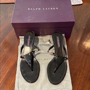 Ralph Lauren Black Patent Leather Sandals